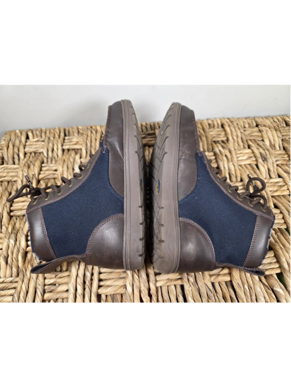 Lems Boulder Boot Navy Stout Minimalist Barefoot Leather Canvas Boots M 9 W 10.5